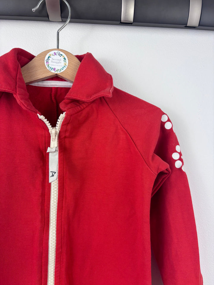 Alba Red Long Sleeve Zip Up Playsuit 104 (3-4 Years)-Rompers-Second Snuggle Preloved