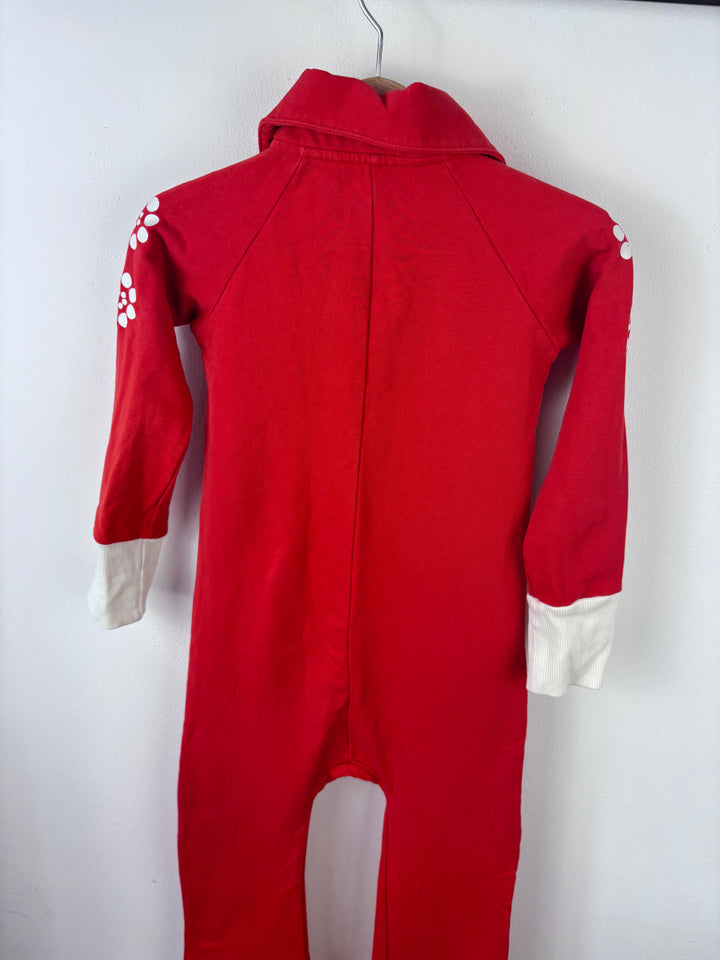 Alba Red Long Sleeve Zip Up Playsuit 104 (3-4 Years)-Rompers-Second Snuggle Preloved