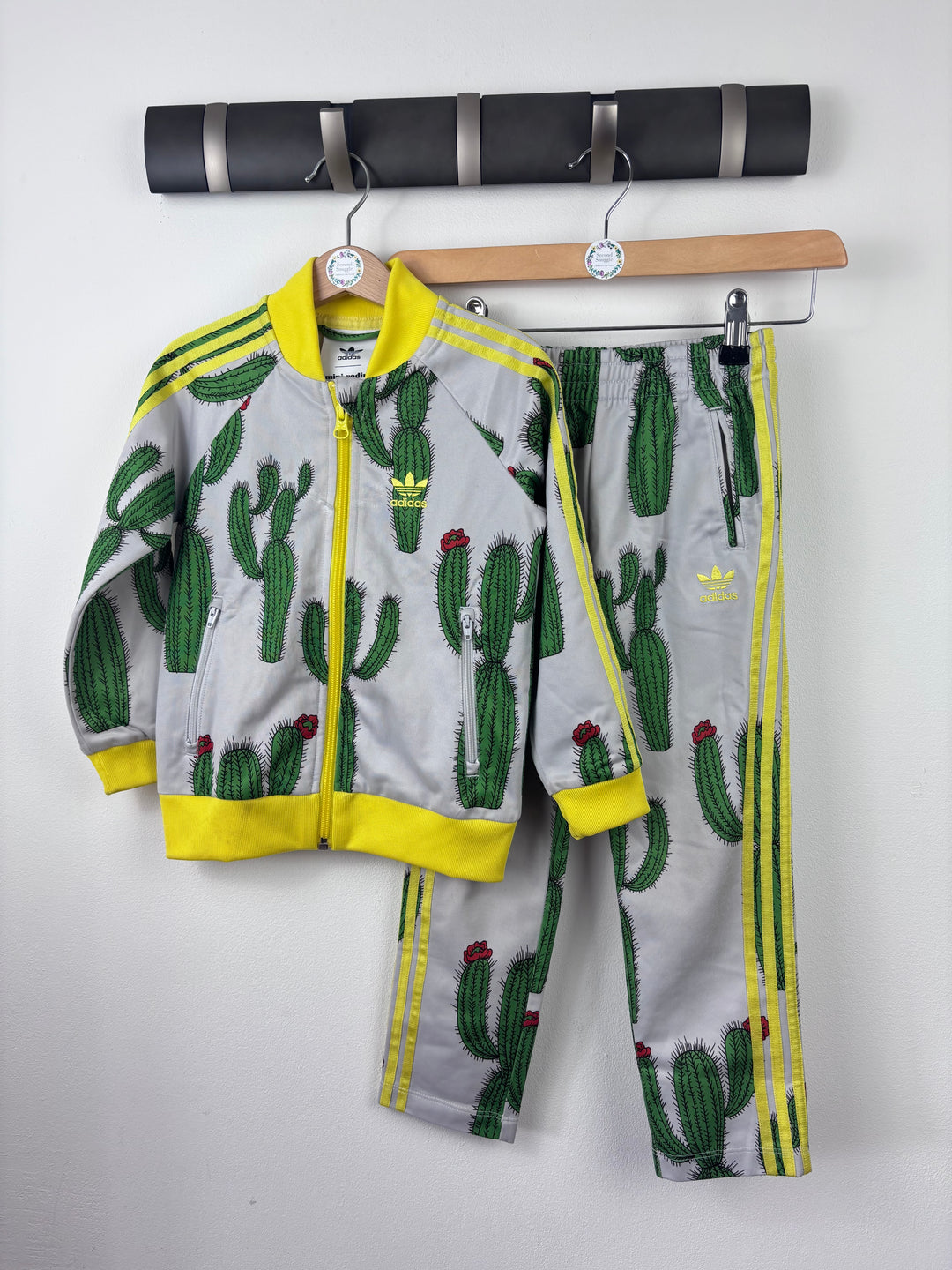Adidas X Mini Rodini Grey Cactus Print Tracksuit 4-5 Years-Sets-Second Snuggle Preloved