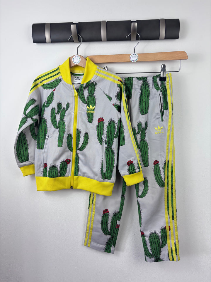 Adidas X Mini Rodini Grey Cactus Print Tracksuit 4-5 Years-Sets-Second Snuggle Preloved