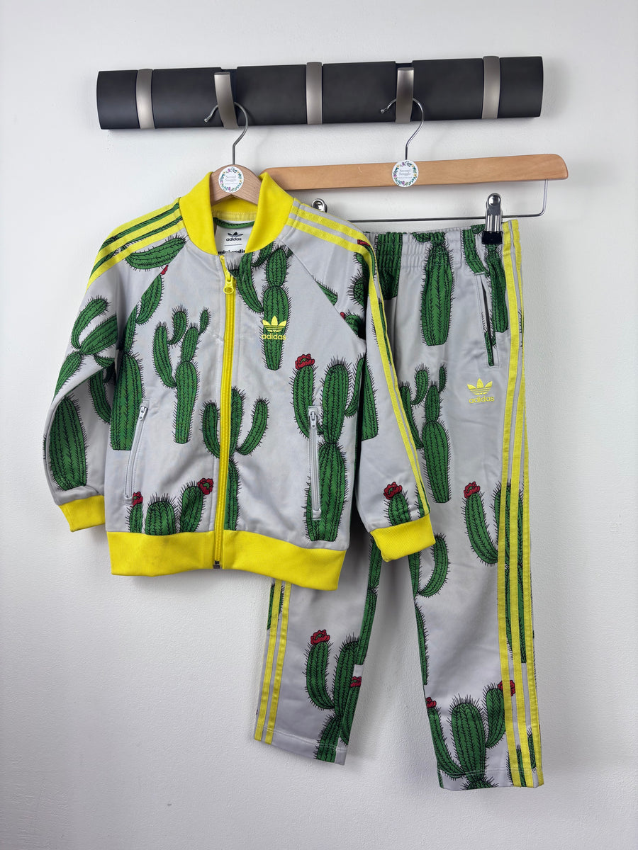 Adidas X Mini Rodini Grey Cactus Print Tracksuit 4-5 Years-Sets-Second Snuggle Preloved