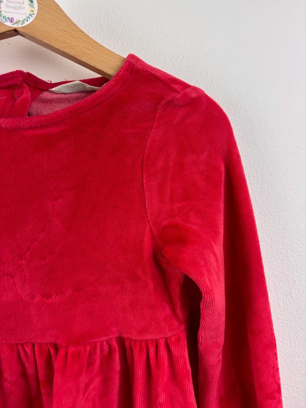 John Lewis Red Velour Penguin Christmas Dress 2-3 Years-Dresses-Second Snuggle Preloved
