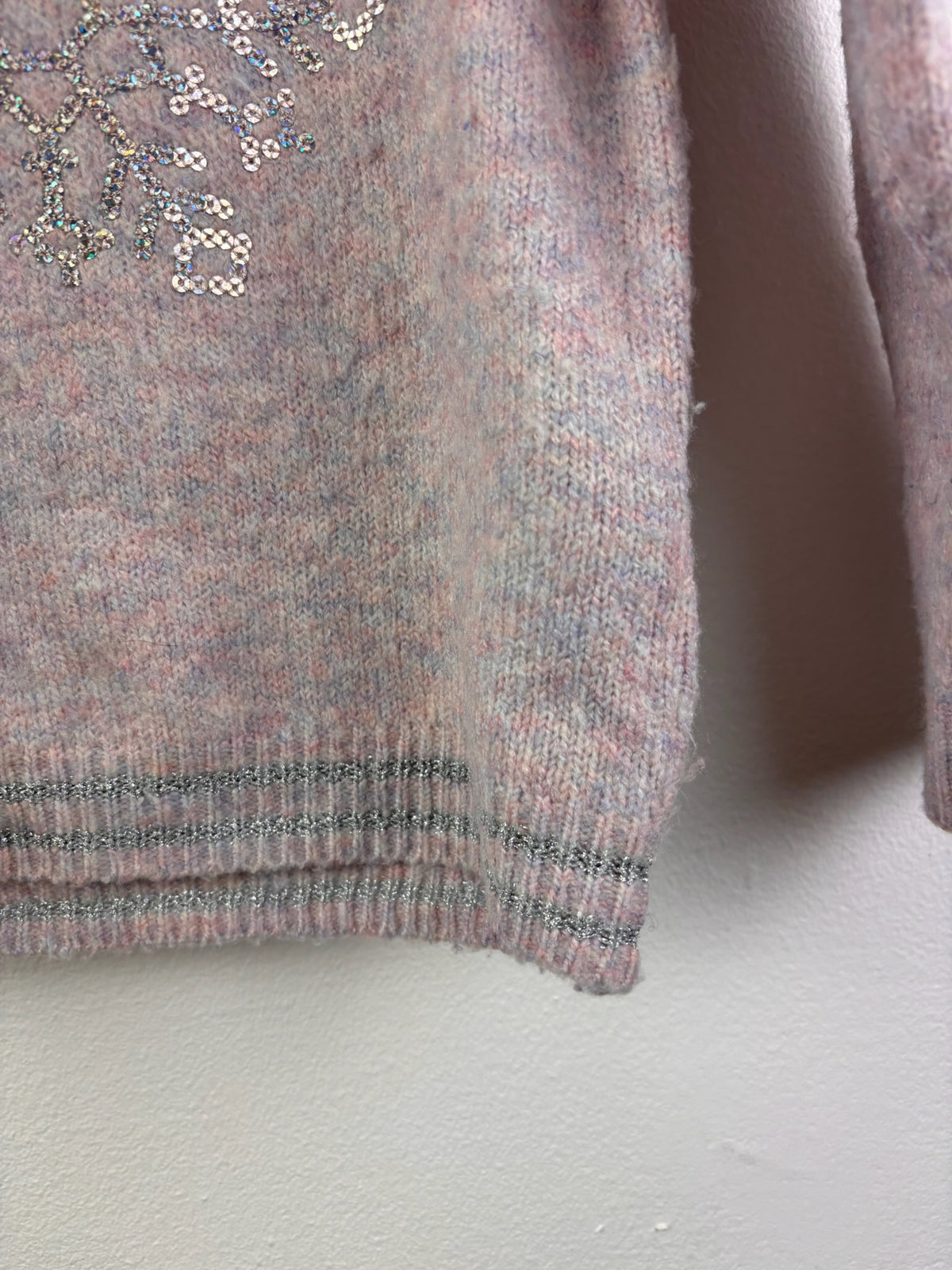 M&S Pink Sequin Snowflake Christmas Jumper 18-24 Months-Jumpers-Second Snuggle Preloved