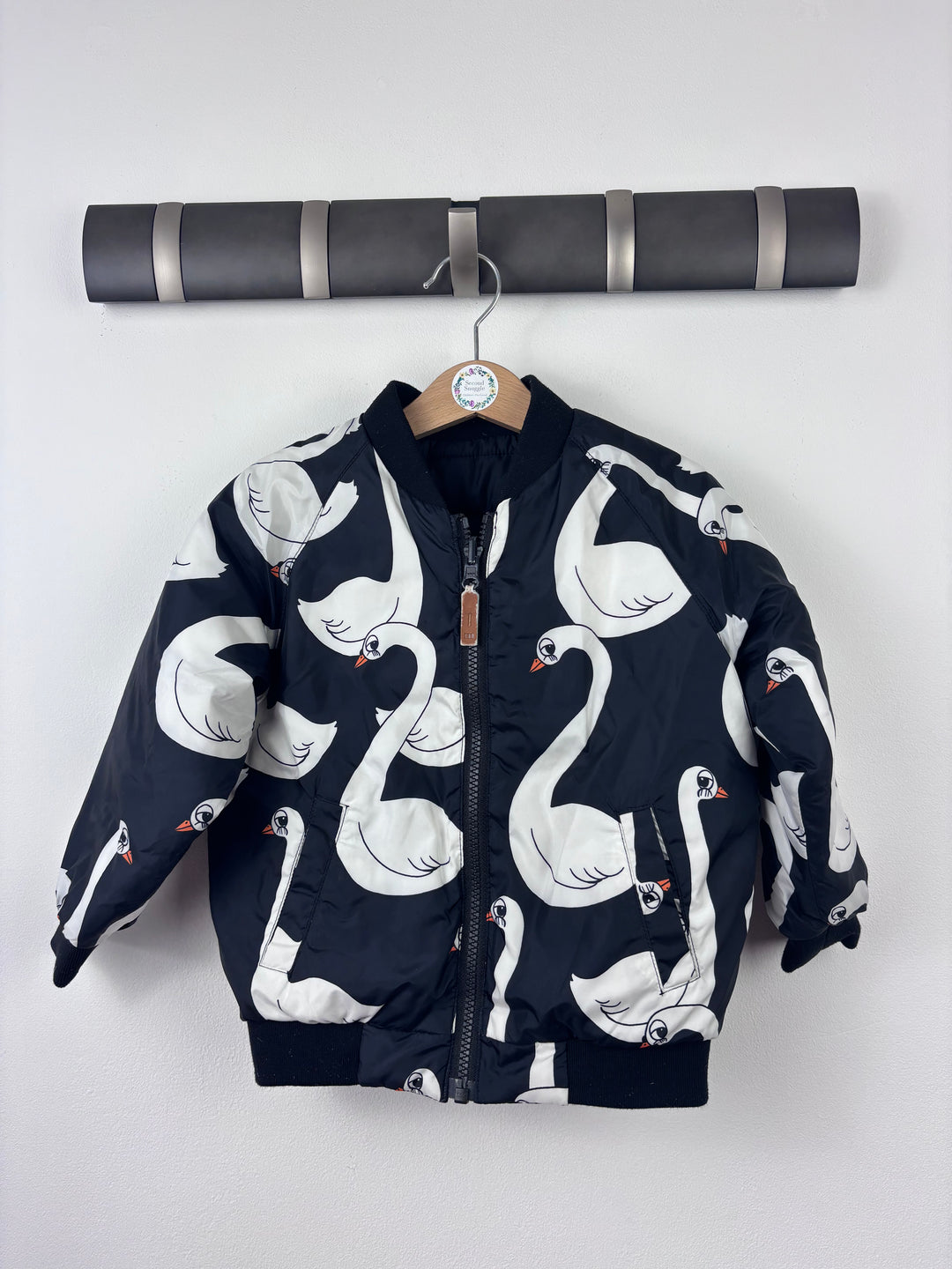 Mini Rodini Swan Print Reversible Jacket 92/98 (2-3 Years)-Jackets-Second Snuggle Preloved
