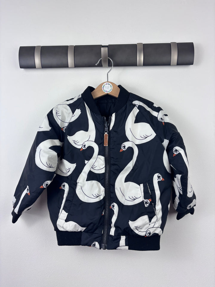 Mini Rodini Swan Print Reversible Jacket 92/98 (2-3 Years)-Jackets-Second Snuggle Preloved
