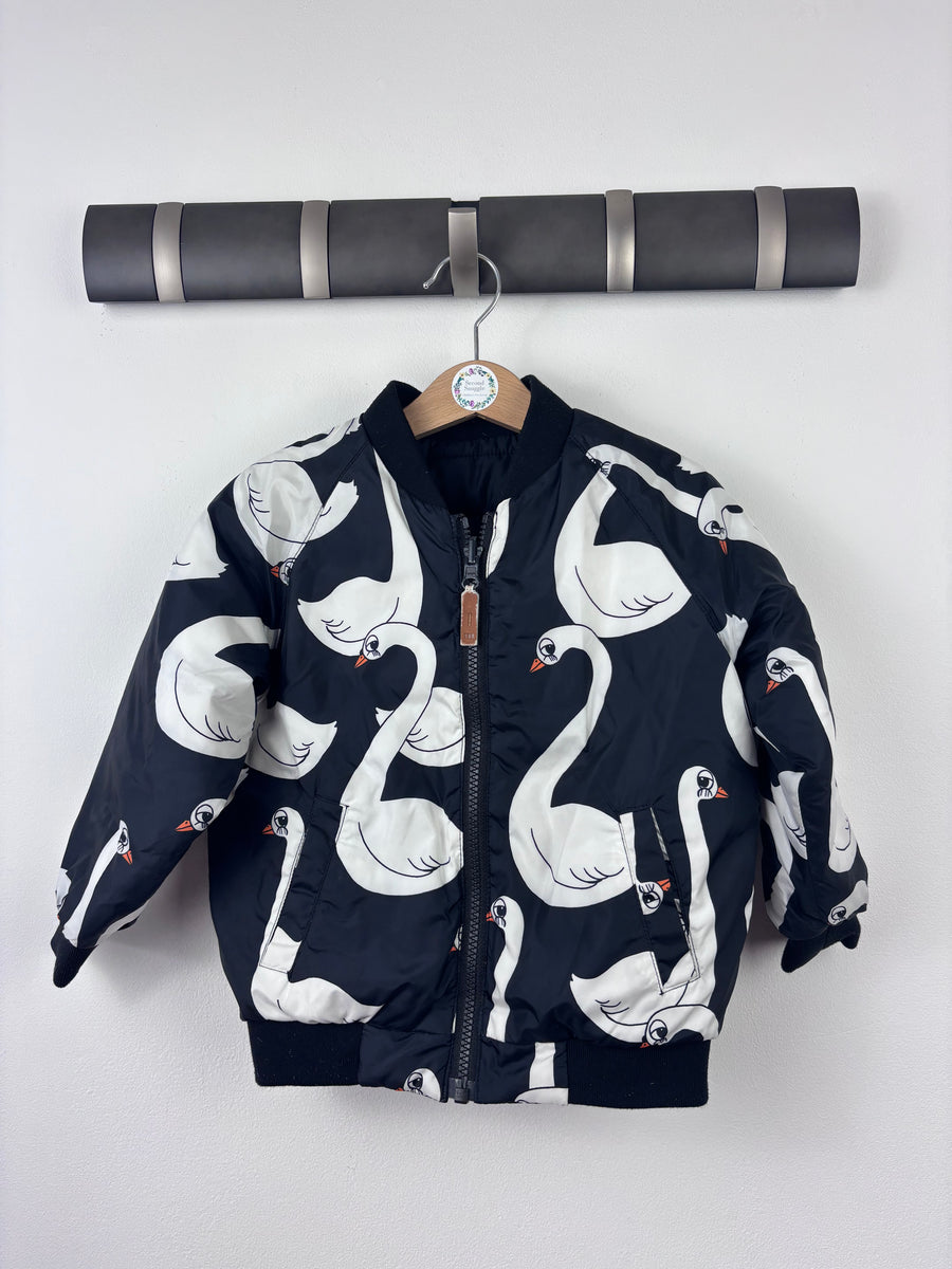 Mini Rodini Swan Print Reversible Jacket 92/98 (2-3 Years)-Jackets-Second Snuggle Preloved