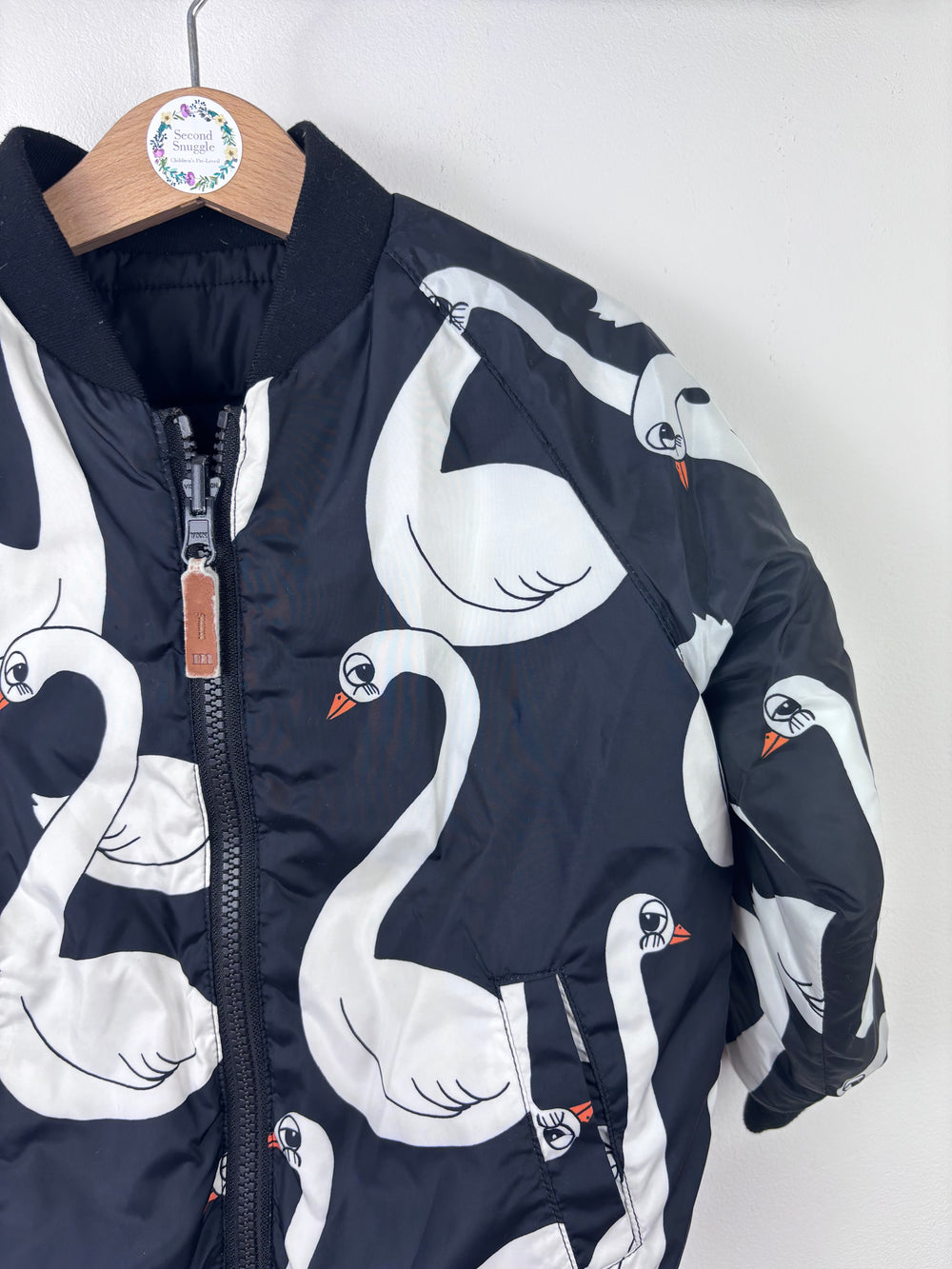 Mini Rodini Swan Print Reversible Jacket 92/98 (2-3 Years)-Jackets-Second Snuggle Preloved