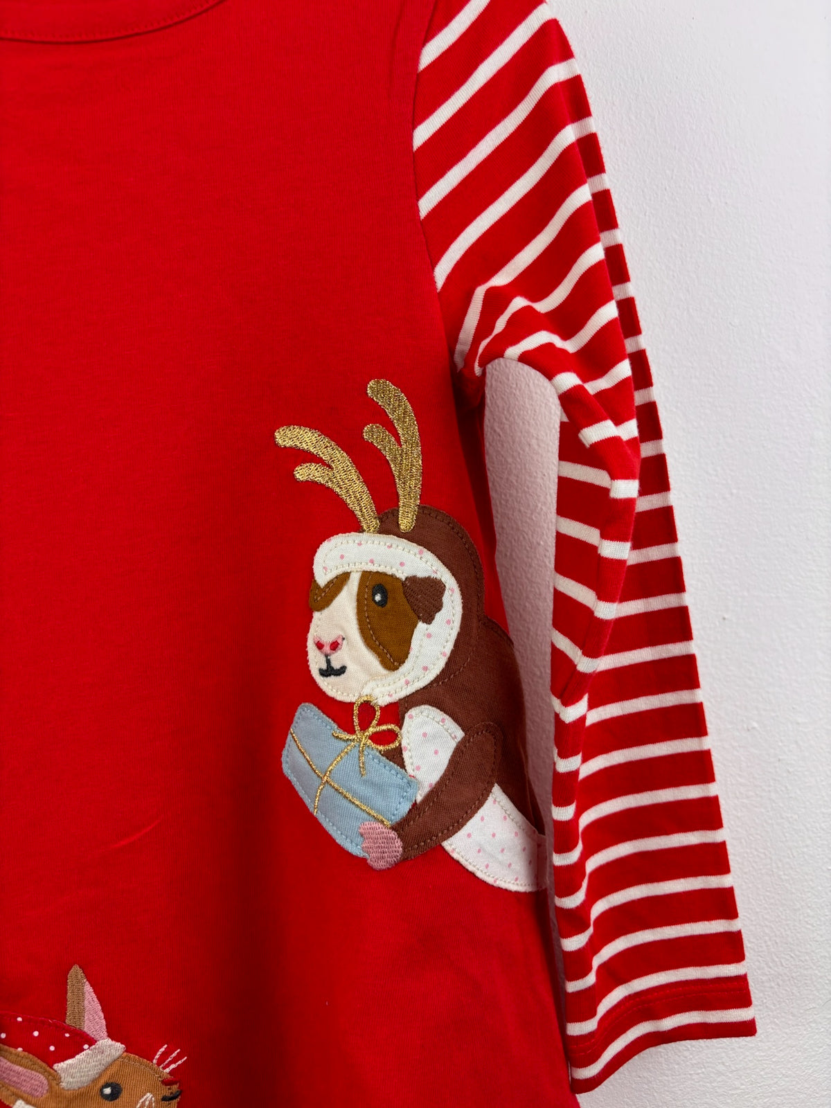 Mini Boden Red Christmas Animal Appliqué Dress-Dresses-Second Snuggle Preloved