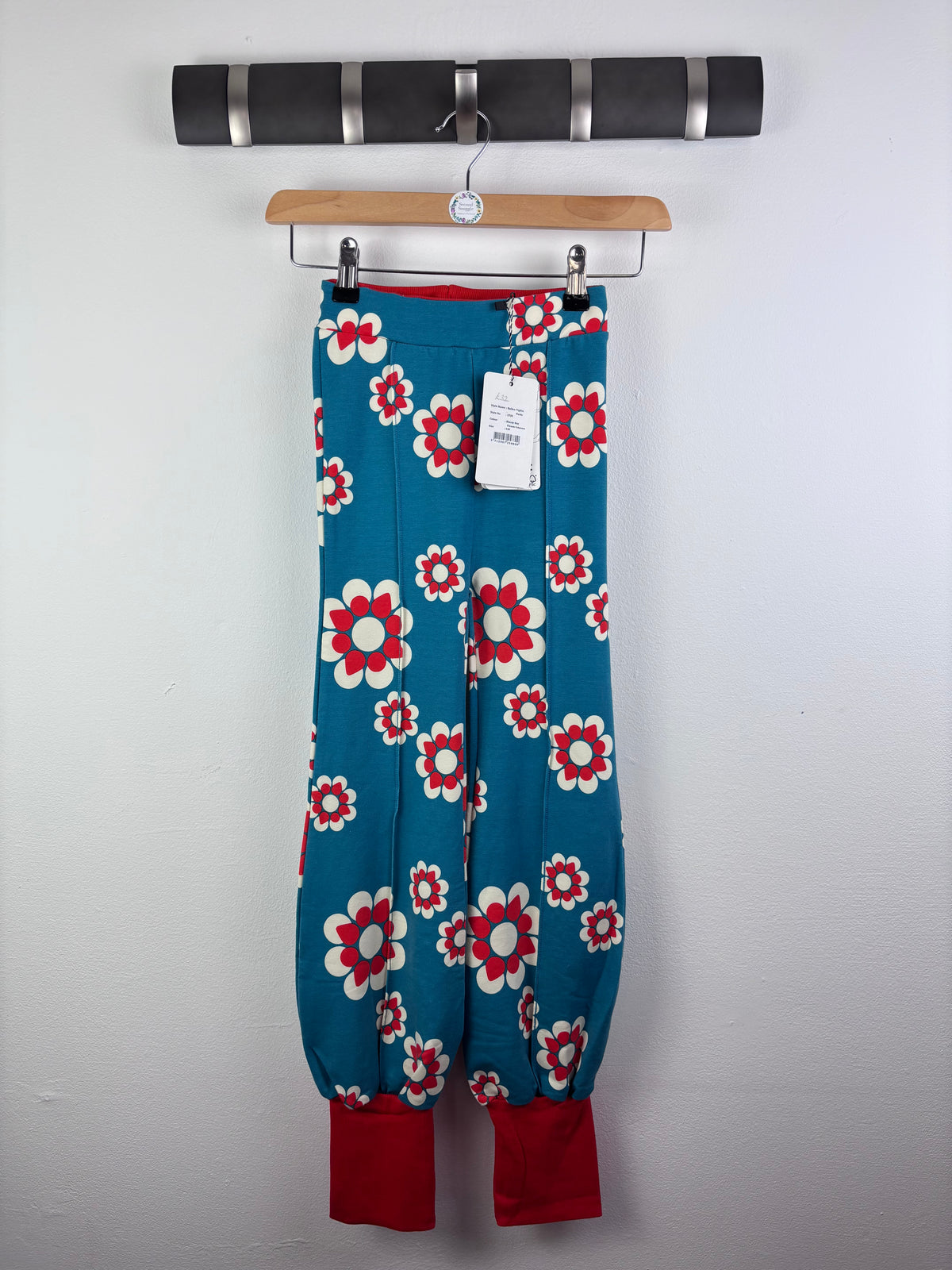 Alba Blue Floral Cuffed Trousers 5-6 Years 116-Trousers-Second Snuggle Preloved