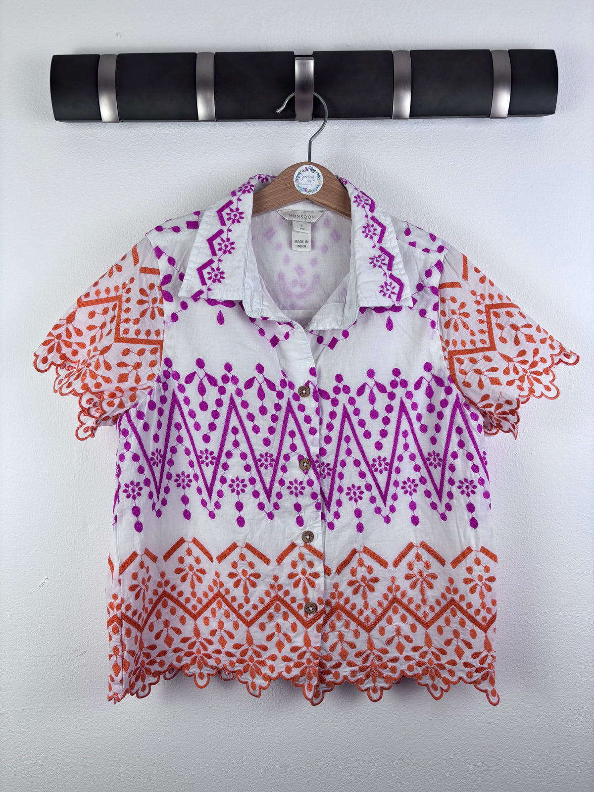 Monsoon White Embroidered Shirt 8-9 Years-Shirts-Second Snuggle Preloved