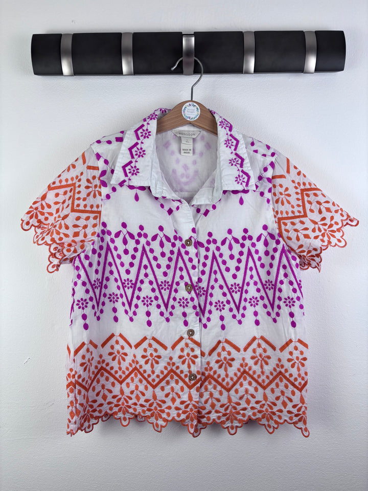 Monsoon White Embroidered Shirt 8-9 Years-Shirts-Second Snuggle Preloved
