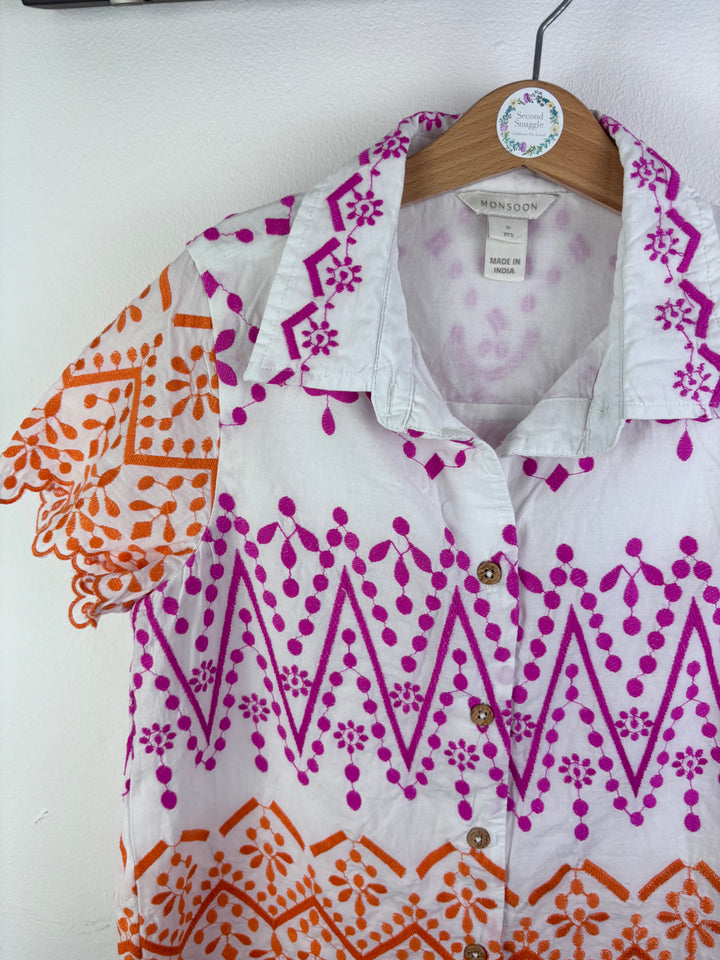 Monsoon White Embroidered Shirt 8-9 Years-Shirts-Second Snuggle Preloved