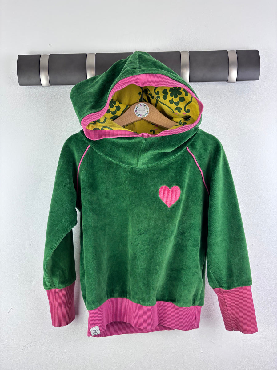 Alba Green Velour Heart Hoodie 3-4 Years 104-Hoodies-Second Snuggle Preloved
