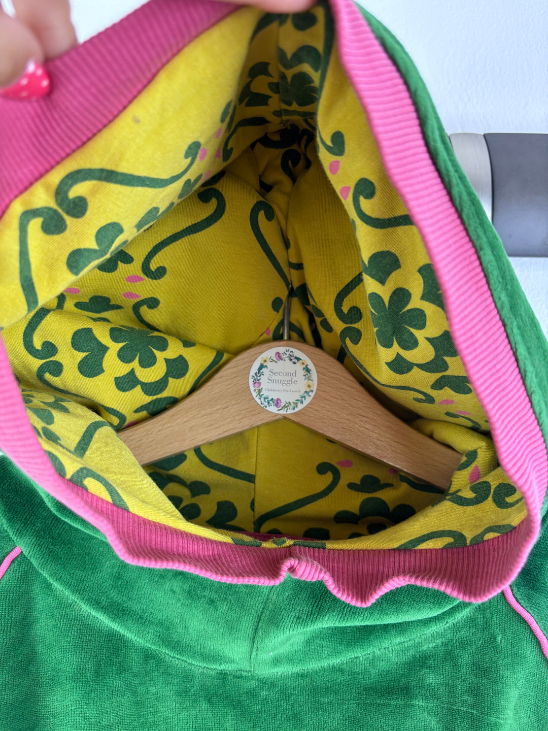 Alba Green Velour Heart Hoodie 3-4 Years 104-Hoodies-Second Snuggle Preloved