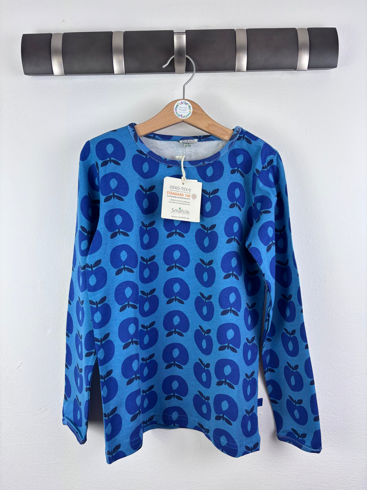 Smafolk Blue Apple Long Sleeve Top 7-8 Years 128-Tops-Second Snuggle Preloved