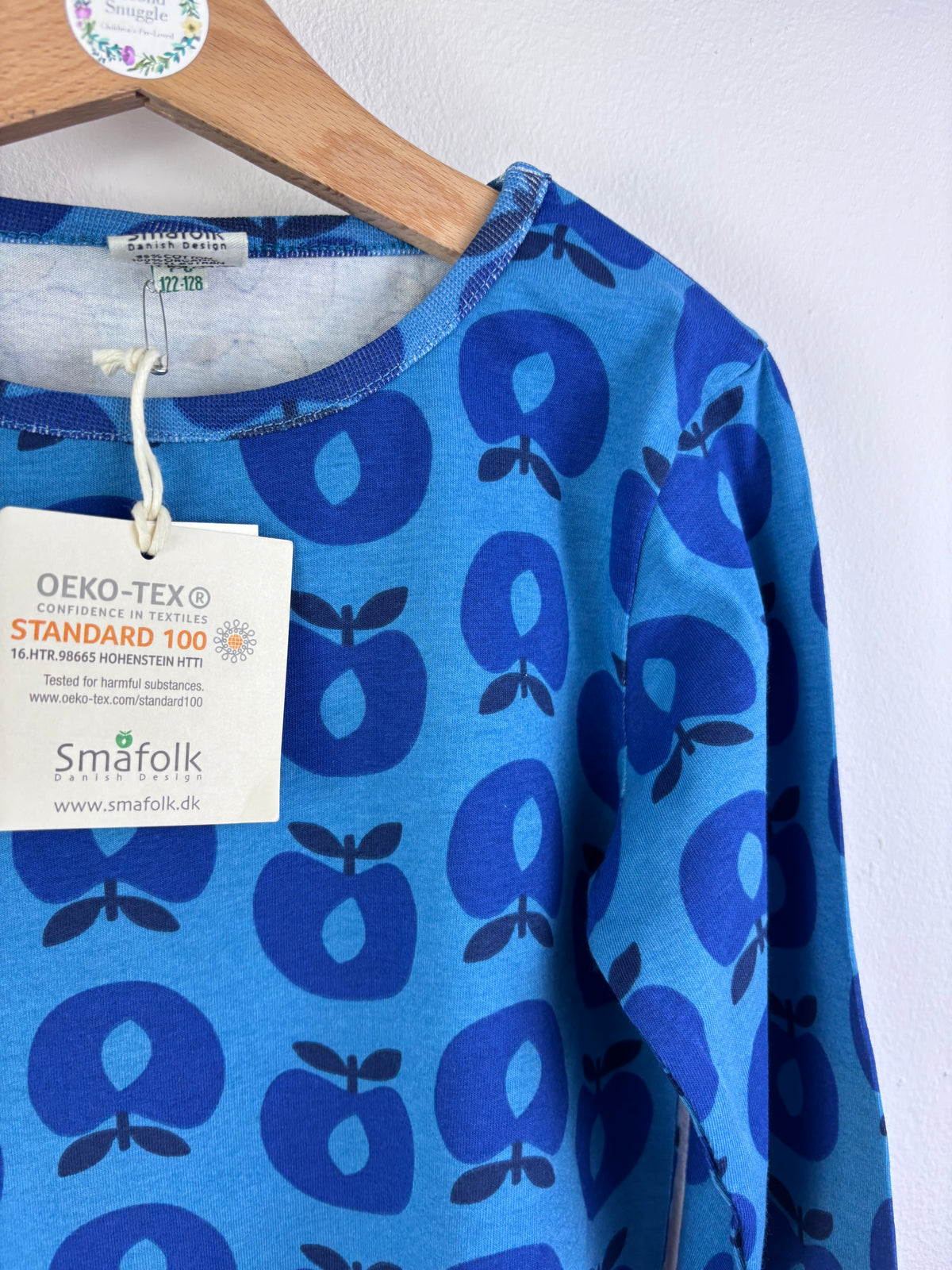 Smafolk Blue Apple Long Sleeve Top 7-8 Years 128-Tops-Second Snuggle Preloved