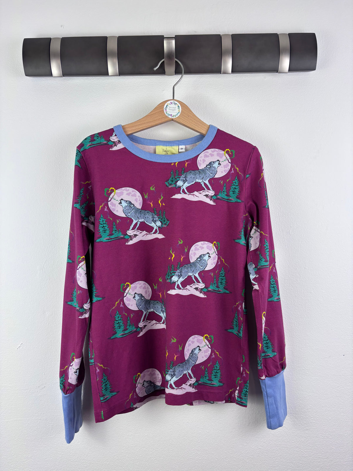 Coddi & Womple Purple Wolf Long Sleeve Top 6 Years-Tops-Second Snuggle Preloved