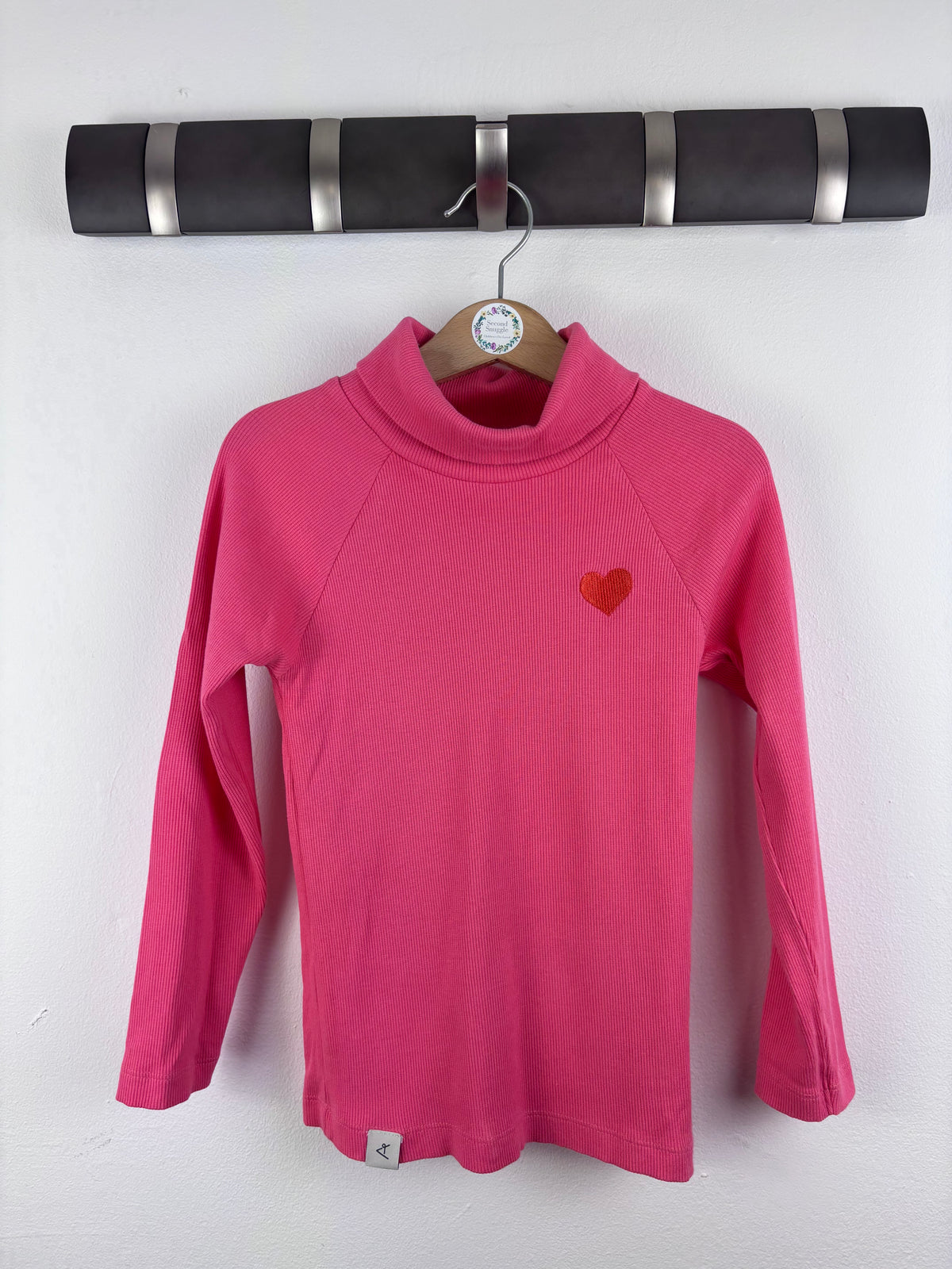 Alba Pink Ribbed Heart Roll Neck Top 5-6 Years 116-Tops-Second Snuggle Preloved