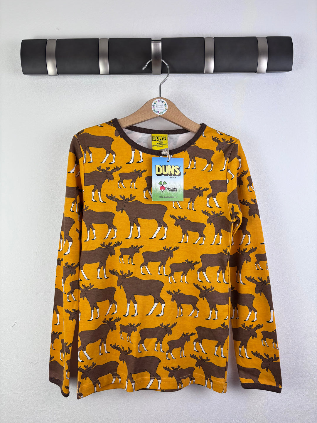 Duns Mustard Moose Long Sleeve Top 6-7 Years 122-Tops-Second Snuggle Preloved