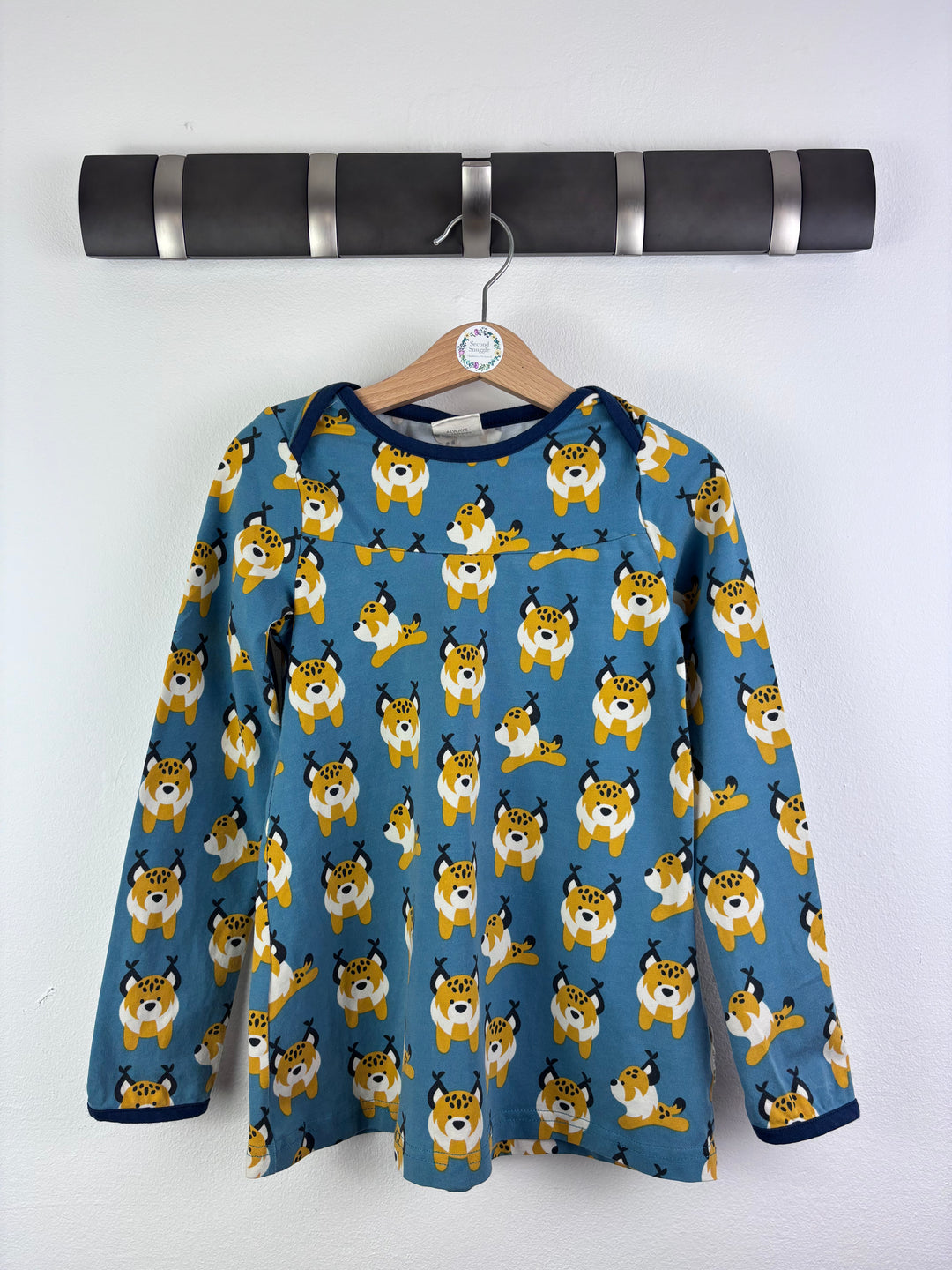 Maxomorra Blue Lynx Print Long Sleeve Top 5-6 Years-Tops-Second Snuggle Preloved