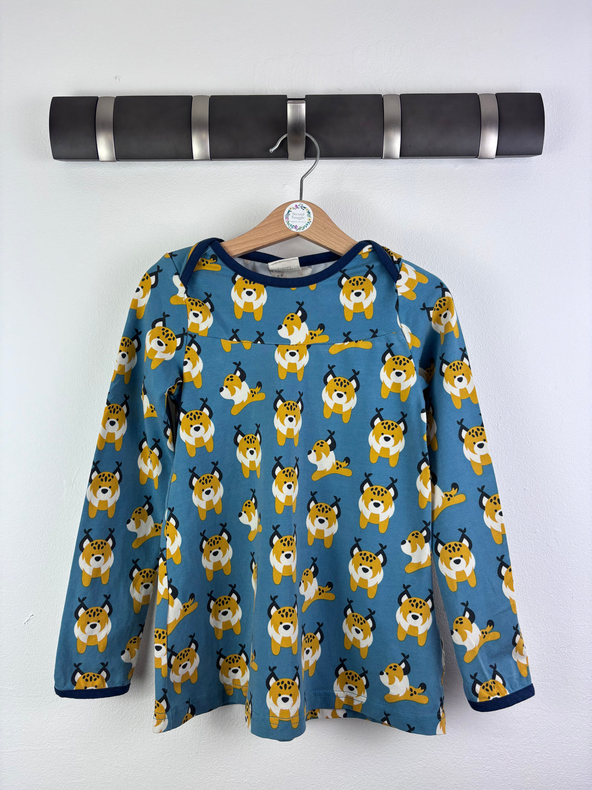 Maxomorra Blue Lynx Print Long Sleeve Top 5-6 Years-Tops-Second Snuggle Preloved