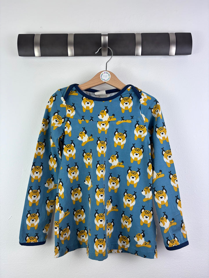 Maxomorra Blue Lynx Print Long Sleeve Top 5-6 Years-Tops-Second Snuggle Preloved