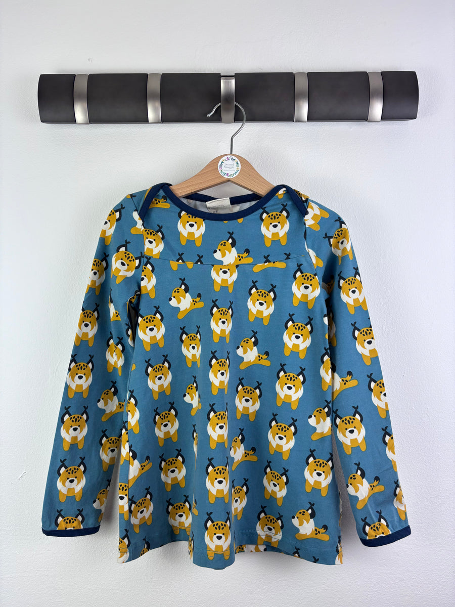 Maxomorra Blue Lynx Print Long Sleeve Top 5-6 Years-Tops-Second Snuggle Preloved