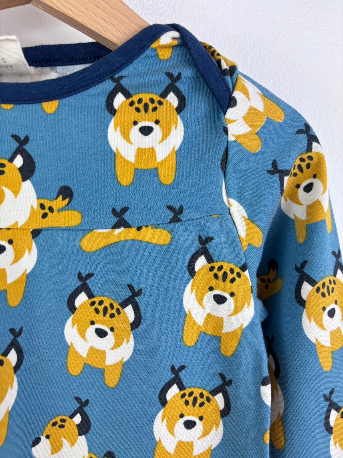 Maxomorra Blue Lynx Print Long Sleeve Top 5-6 Years-Tops-Second Snuggle Preloved