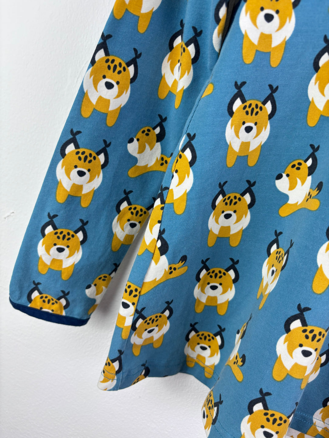 Maxomorra Blue Lynx Print Long Sleeve Top 5-6 Years-Tops-Second Snuggle Preloved
