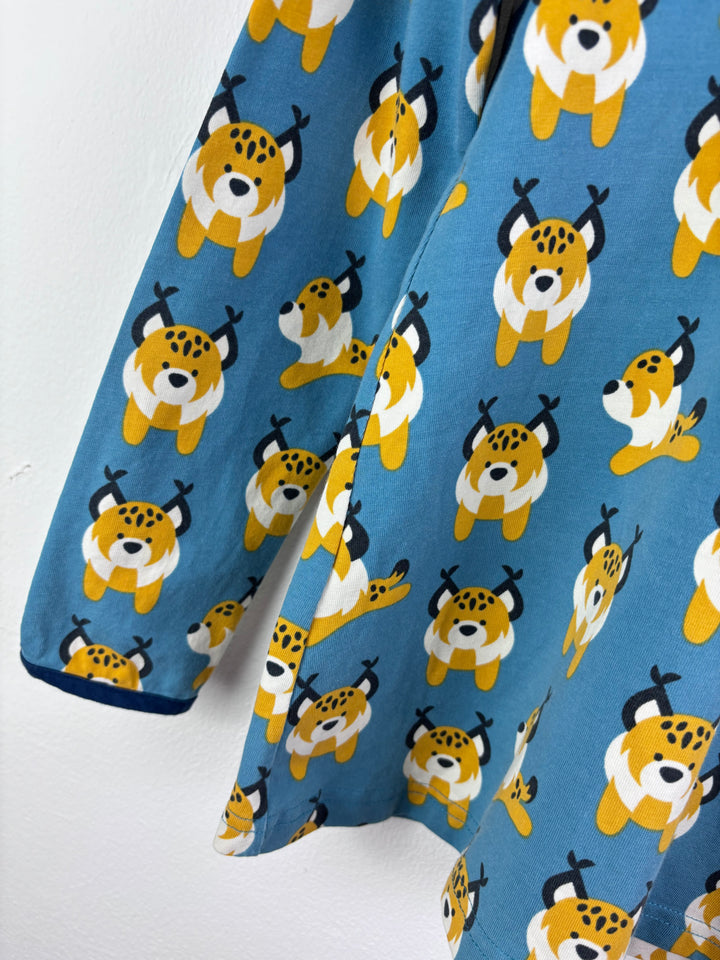 Maxomorra Blue Lynx Print Long Sleeve Top 5-6 Years-Tops-Second Snuggle Preloved