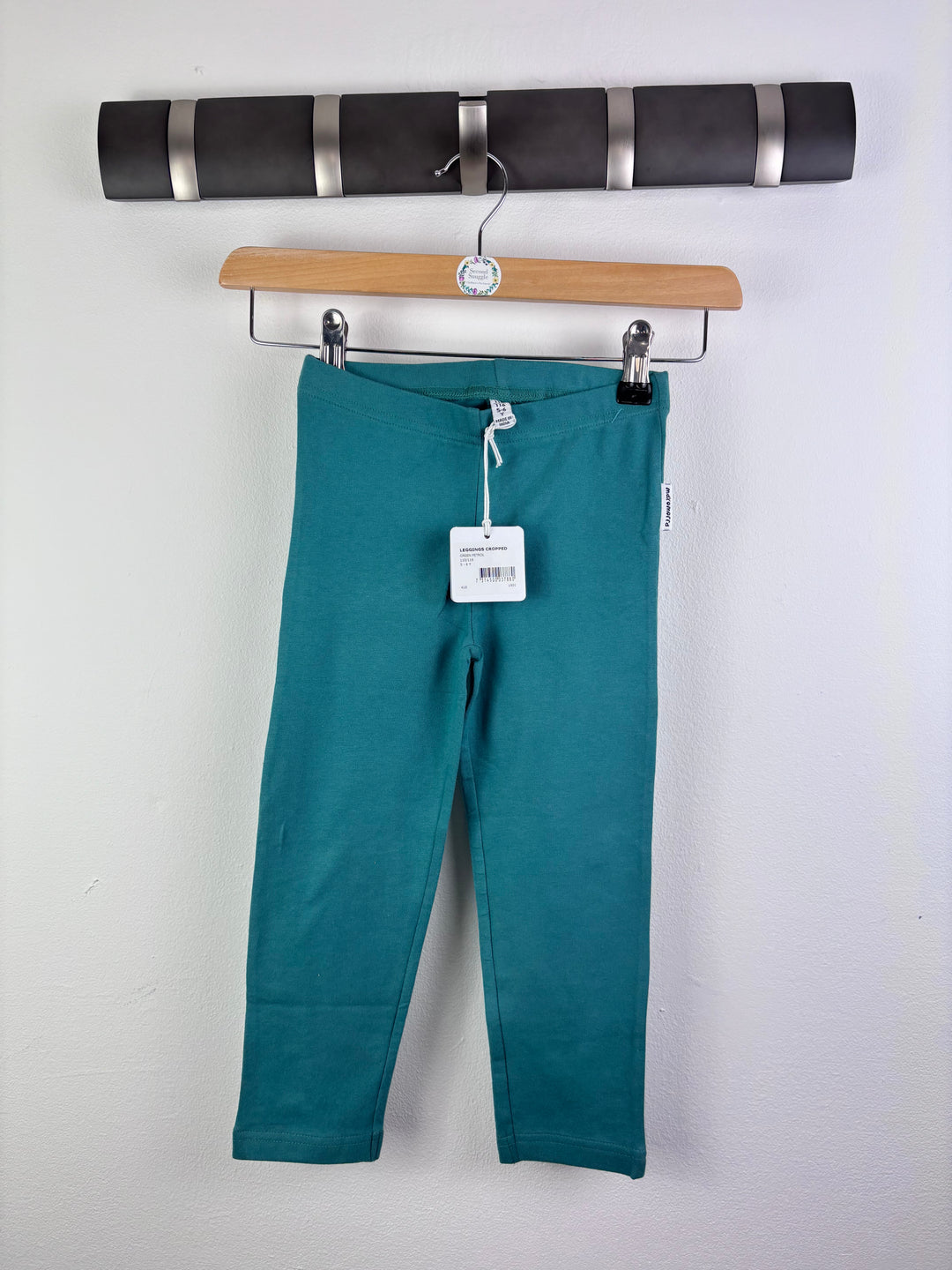 Maxomorra Teal Cropped Leggings 5-6 Years-Leggings-Second Snuggle Preloved