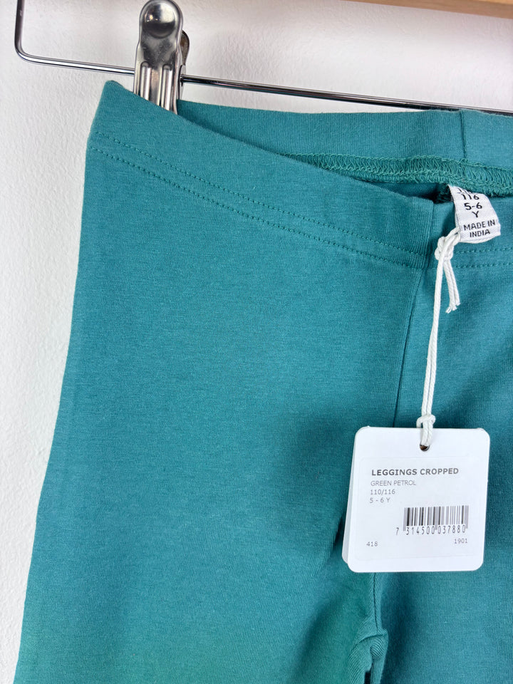 Maxomorra Teal Cropped Leggings 5-6 Years-Leggings-Second Snuggle Preloved