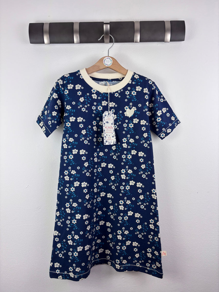 Alba Blue Floral Short Sleeve Dress 6-7 Years 122-Dresses-Second Snuggle Preloved