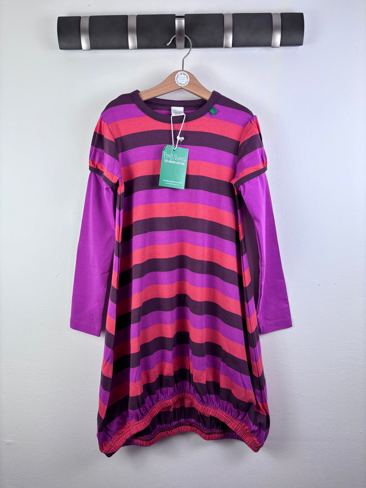 Freds World Purple Pink Stripe Balloon Dress 8 Years-Dresses-Second Snuggle Preloved