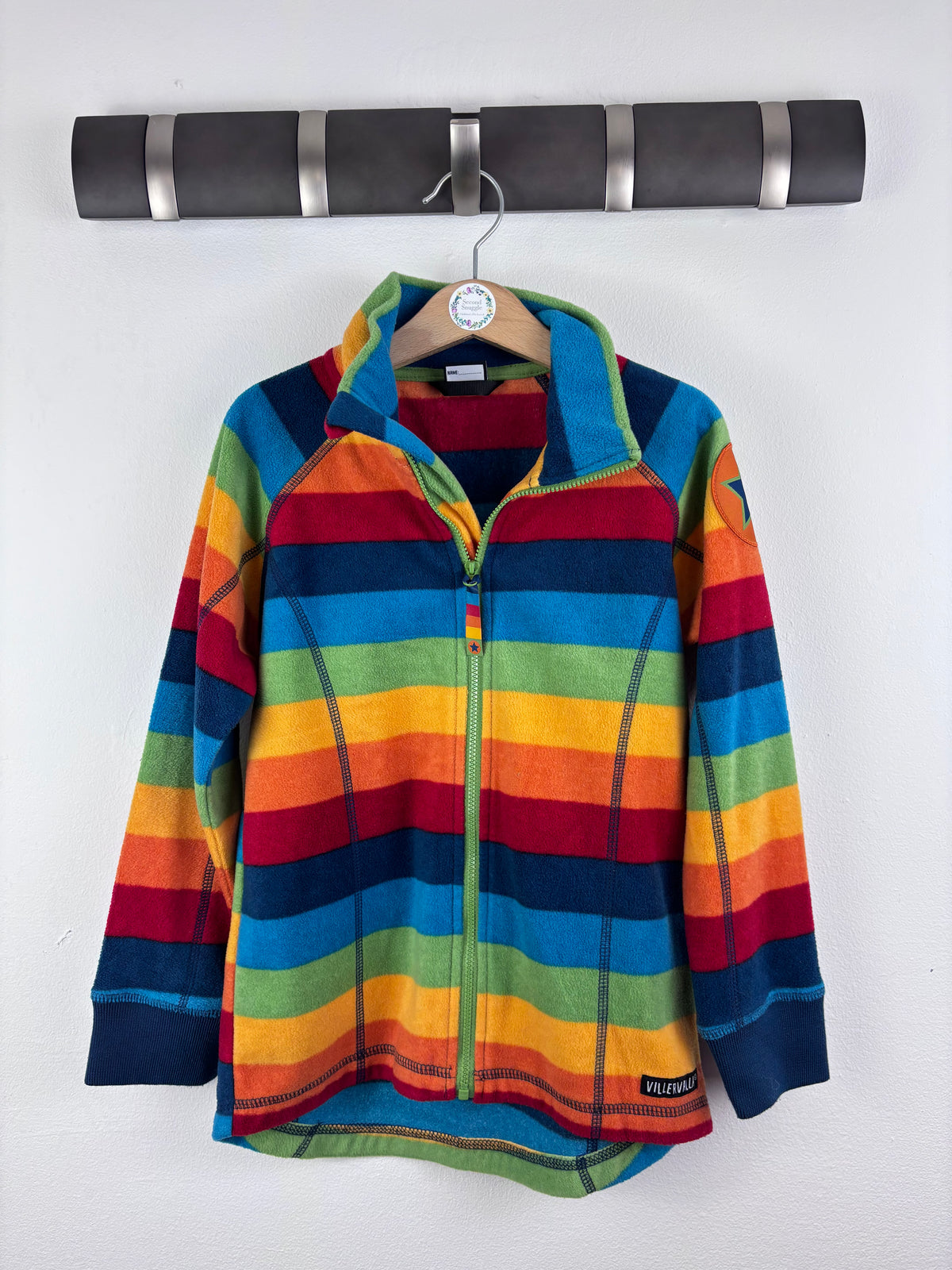 Villervalla Rainbow Stripe Fleece Jacket 6-7 Years 122-Fleeces-Second Snuggle Preloved