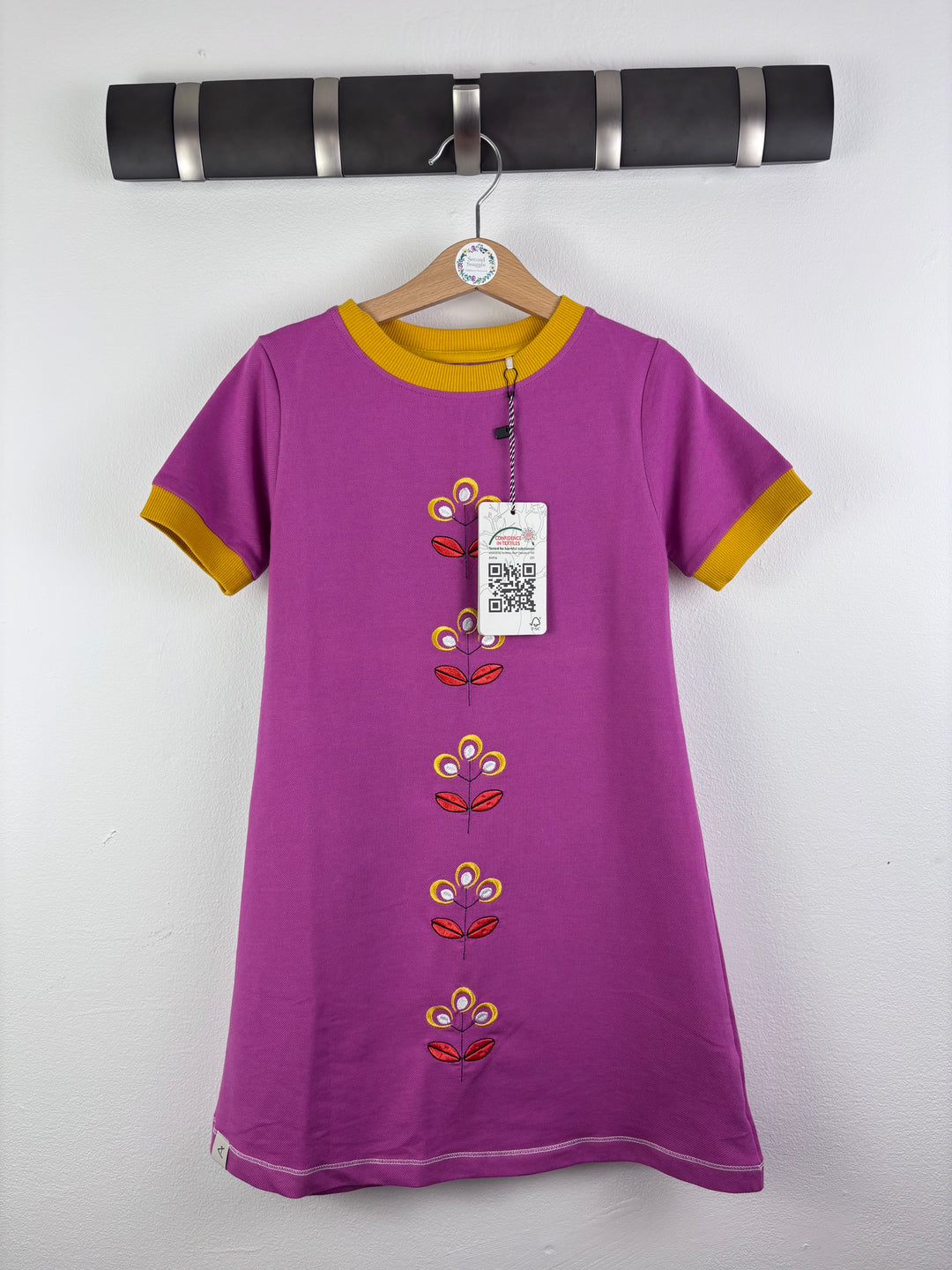 Alba Purple Floral Embroidered Dress 5-6 Years 116-Dresses-Second Snuggle Preloved