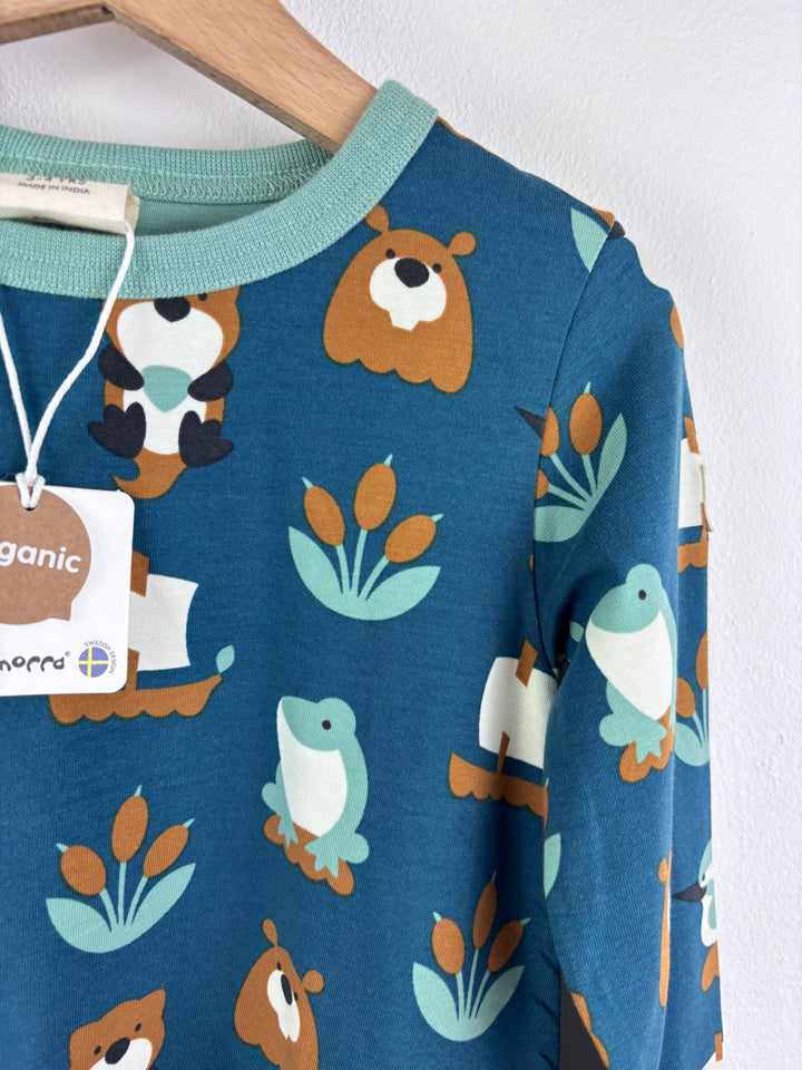 Maxomorra Blue Woodland Print Dress 3-4 Years-Dresses-Second Snuggle Preloved