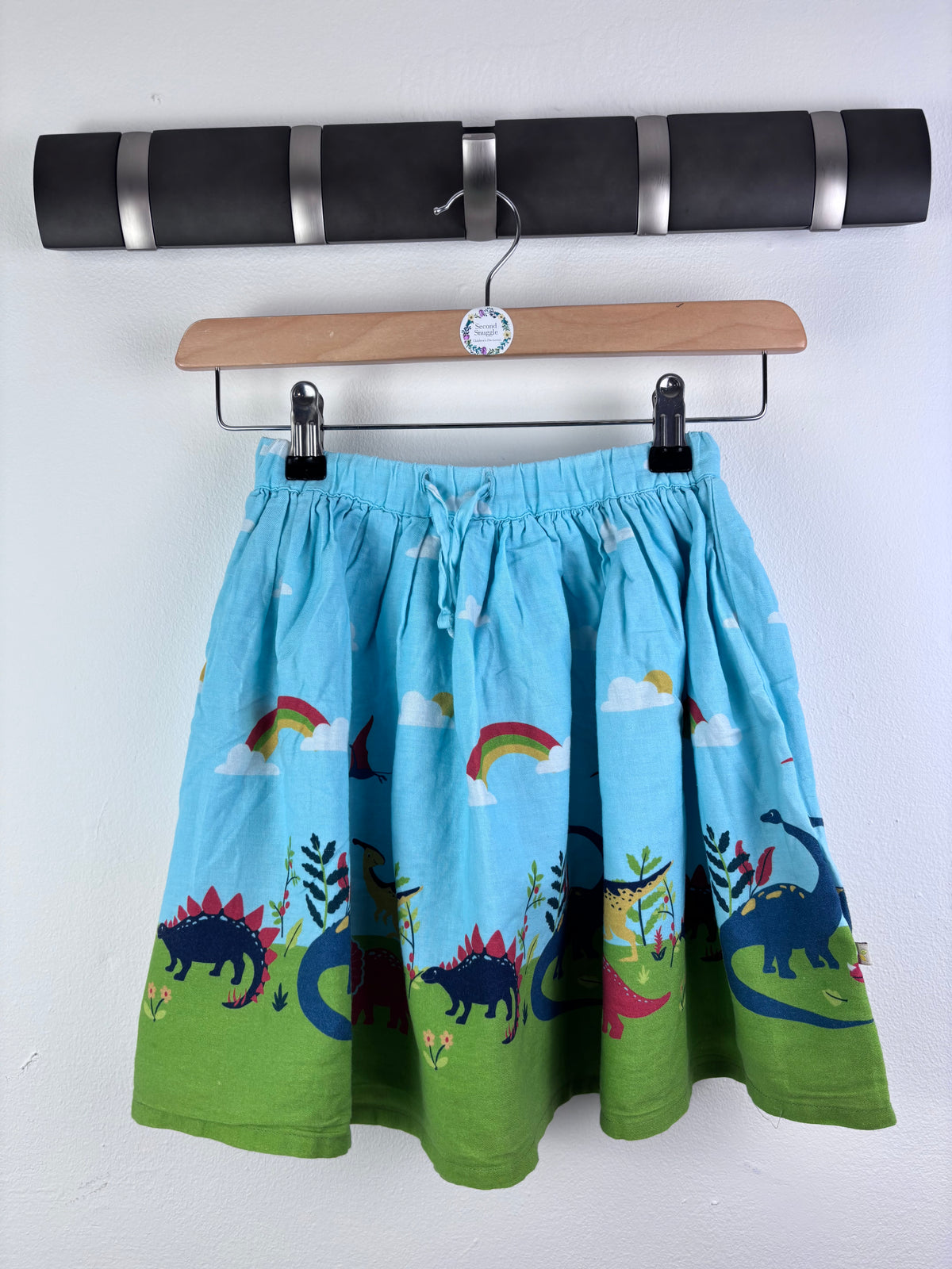 Frugi Blue Dinosaur Border Skirt 6-7 Years-Skirts-Second Snuggle Preloved