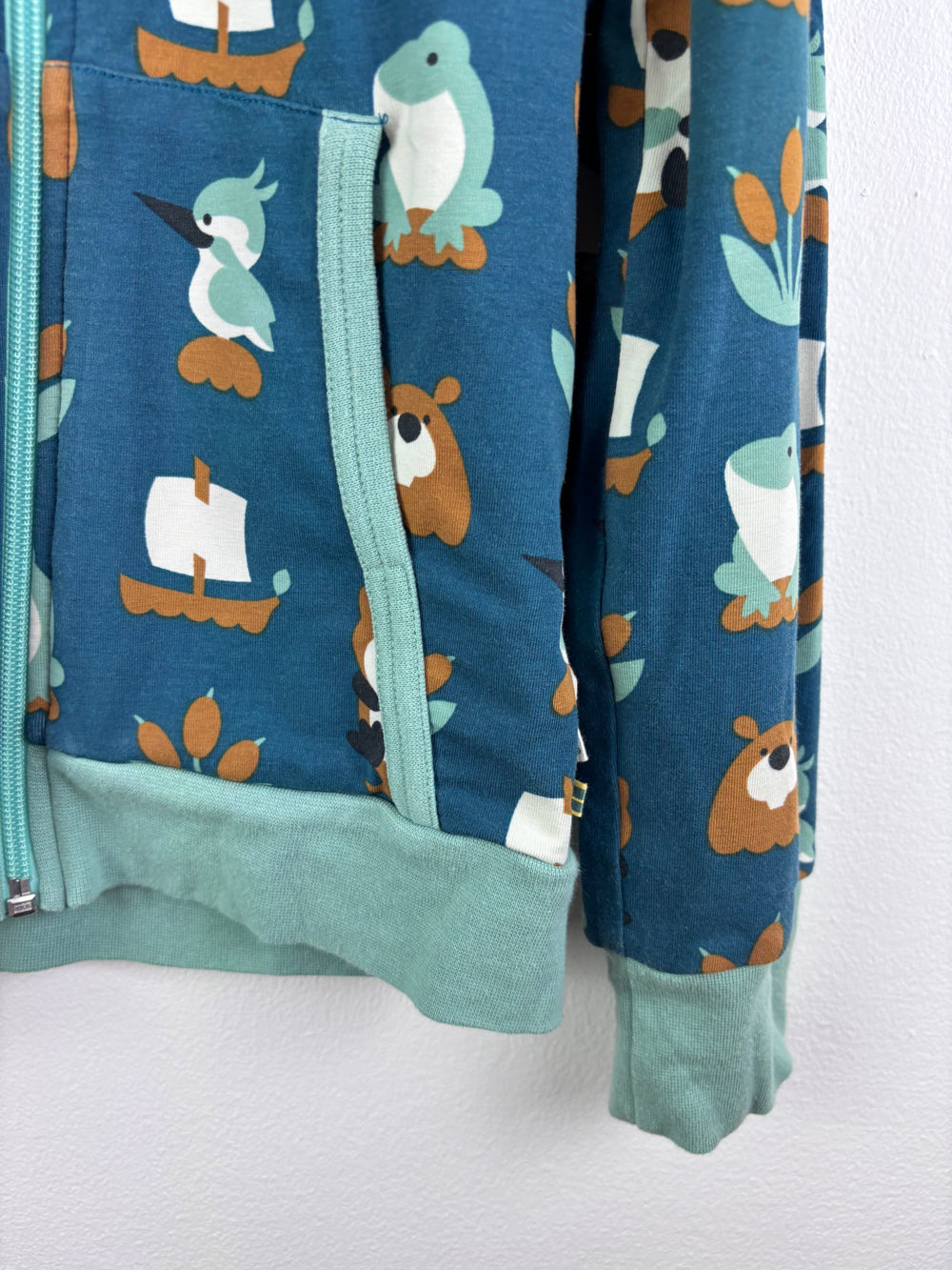 Maxomorra Blue Woodland Zip Hoodie 7-8 Years-Hoodies-Second Snuggle Preloved
