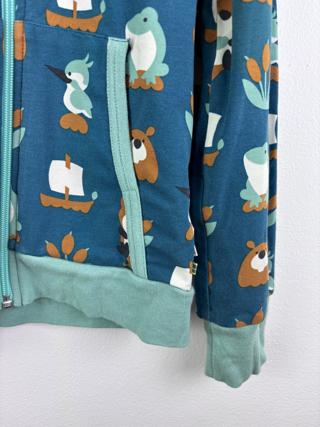 Maxomorra Blue Woodland Zip Hoodie 7-8 Years-Hoodies-Second Snuggle Preloved