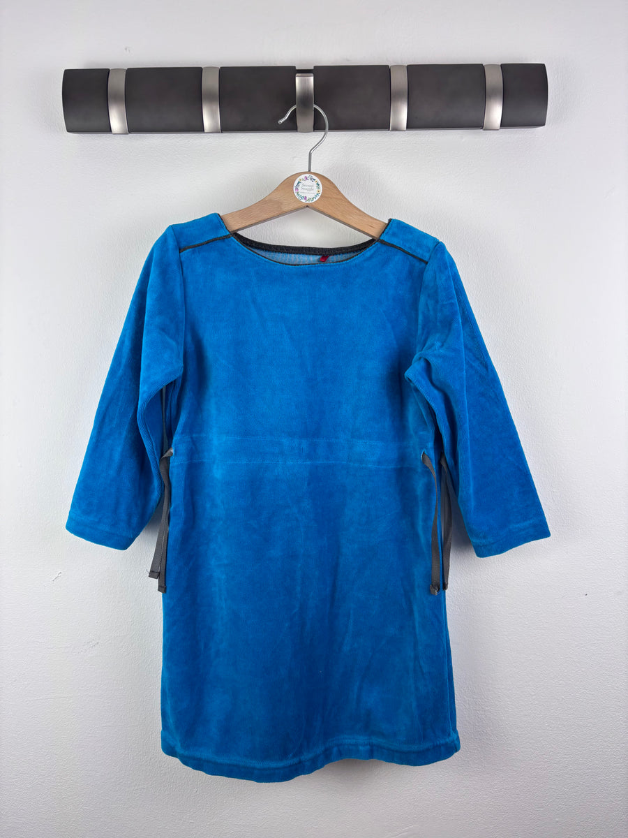Alba Blue Velour Dress 4-5 Years 110-Dresses-Second Snuggle Preloved