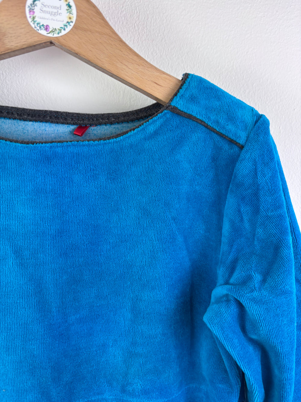 Alba Blue Velour Dress 4-5 Years 110-Dresses-Second Snuggle Preloved