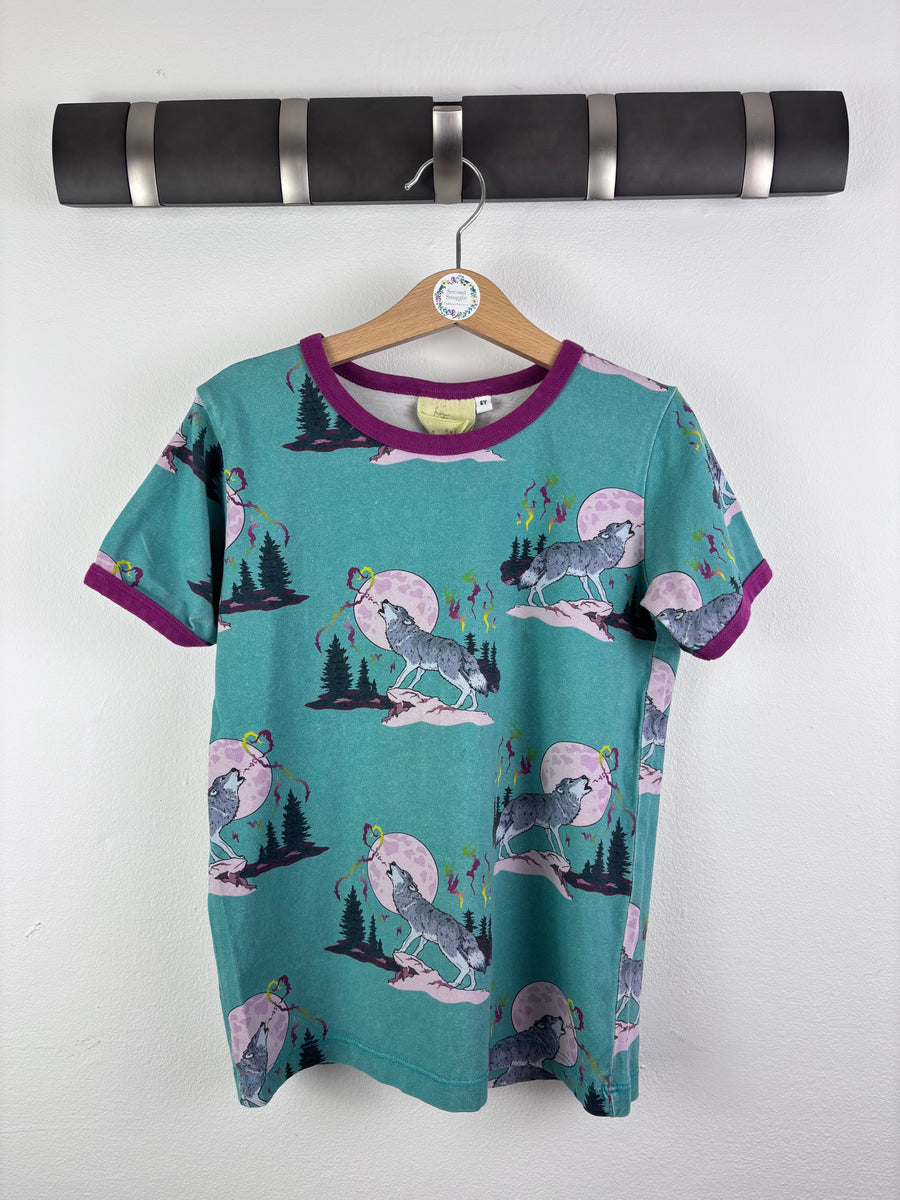 Coddi & Womple Mint Wolf Print T-Shirt 6 Years-Tops-Second Snuggle Preloved