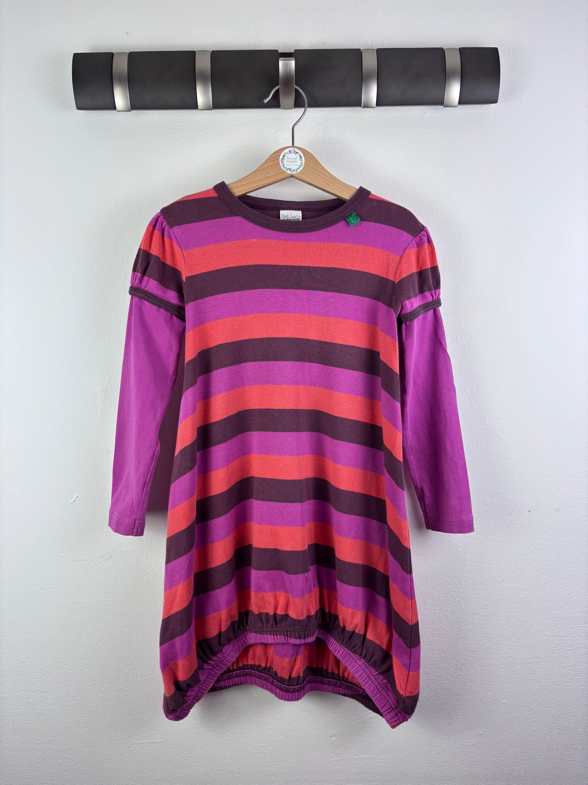 Freds World Purple Pink Stripe Balloon Dress 5 Years-Dresses-Second Snuggle Preloved