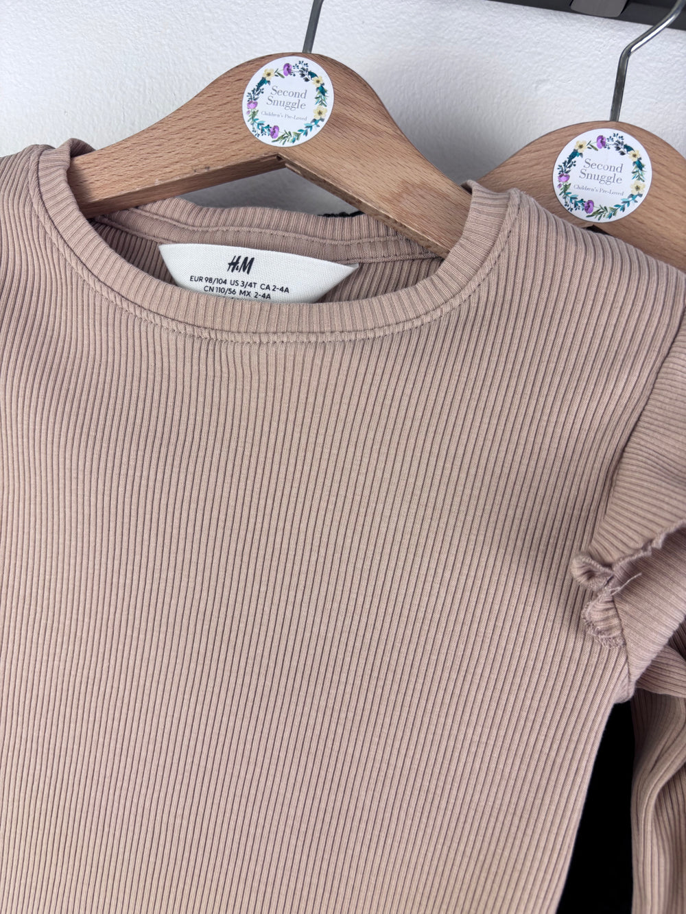 H&M Beige Ribbed Top and Leopard Leggings Bundle 3-4 Years-Tops-Second Snuggle Preloved