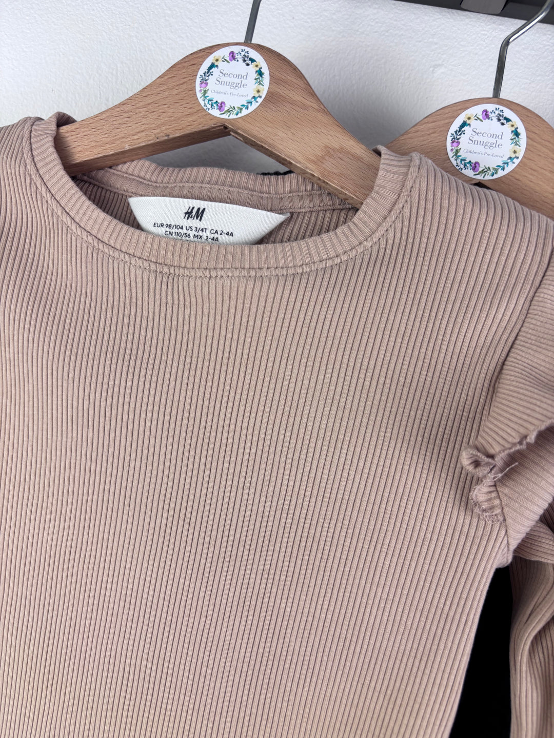 H&M Beige Ribbed Top and Leopard Leggings Bundle 3-4 Years-Tops-Second Snuggle Preloved