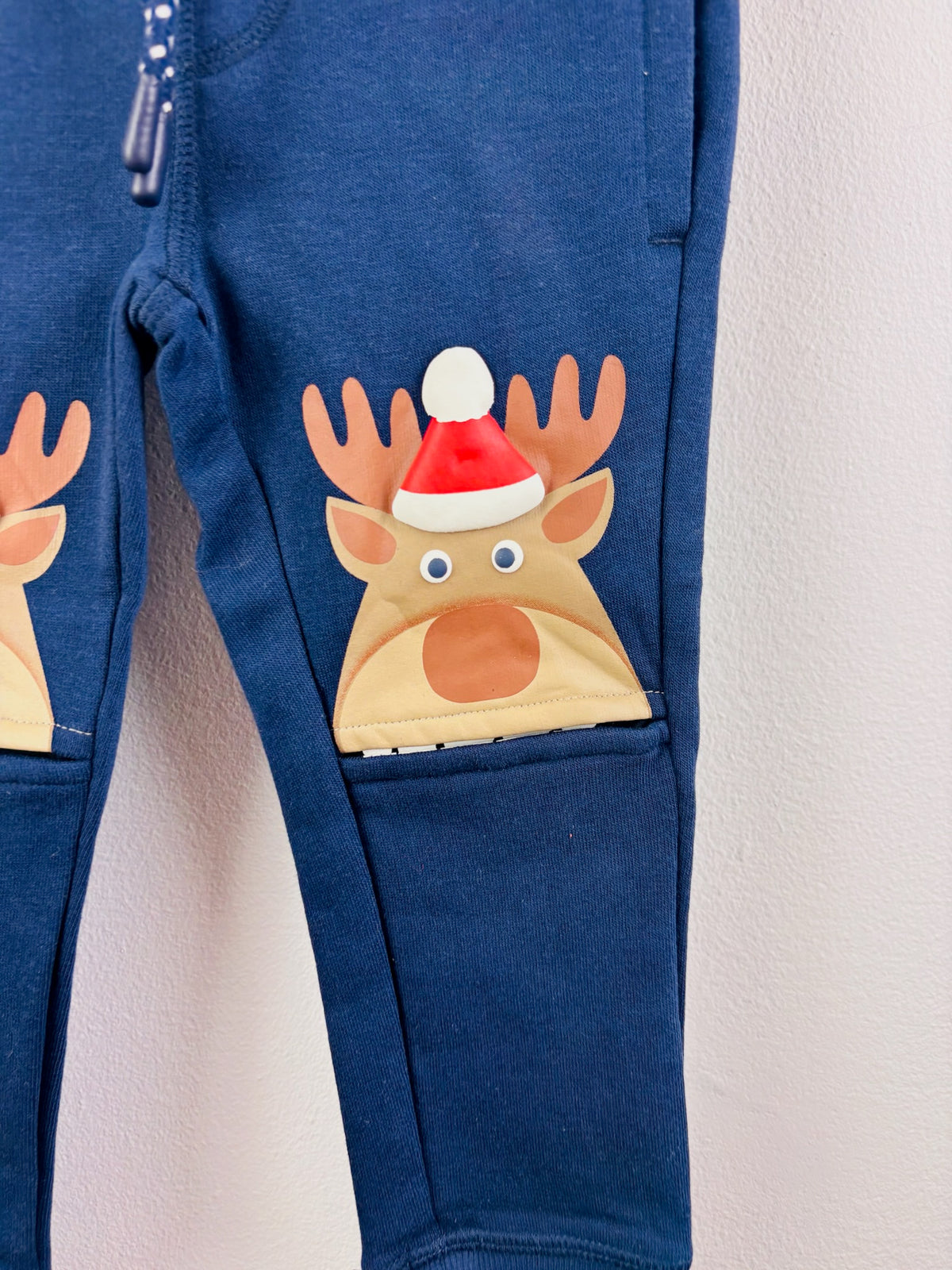 C&A Navy Christmas Reindeer Knee Patch Joggers-Trousers-Second Snuggle Preloved