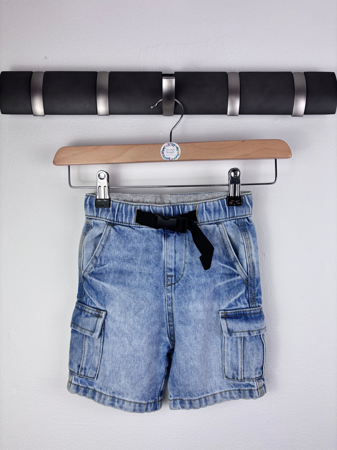 M&S Light Wash Cargo Denim Shorts 3-4 Years-Shorts-Second Snuggle Preloved