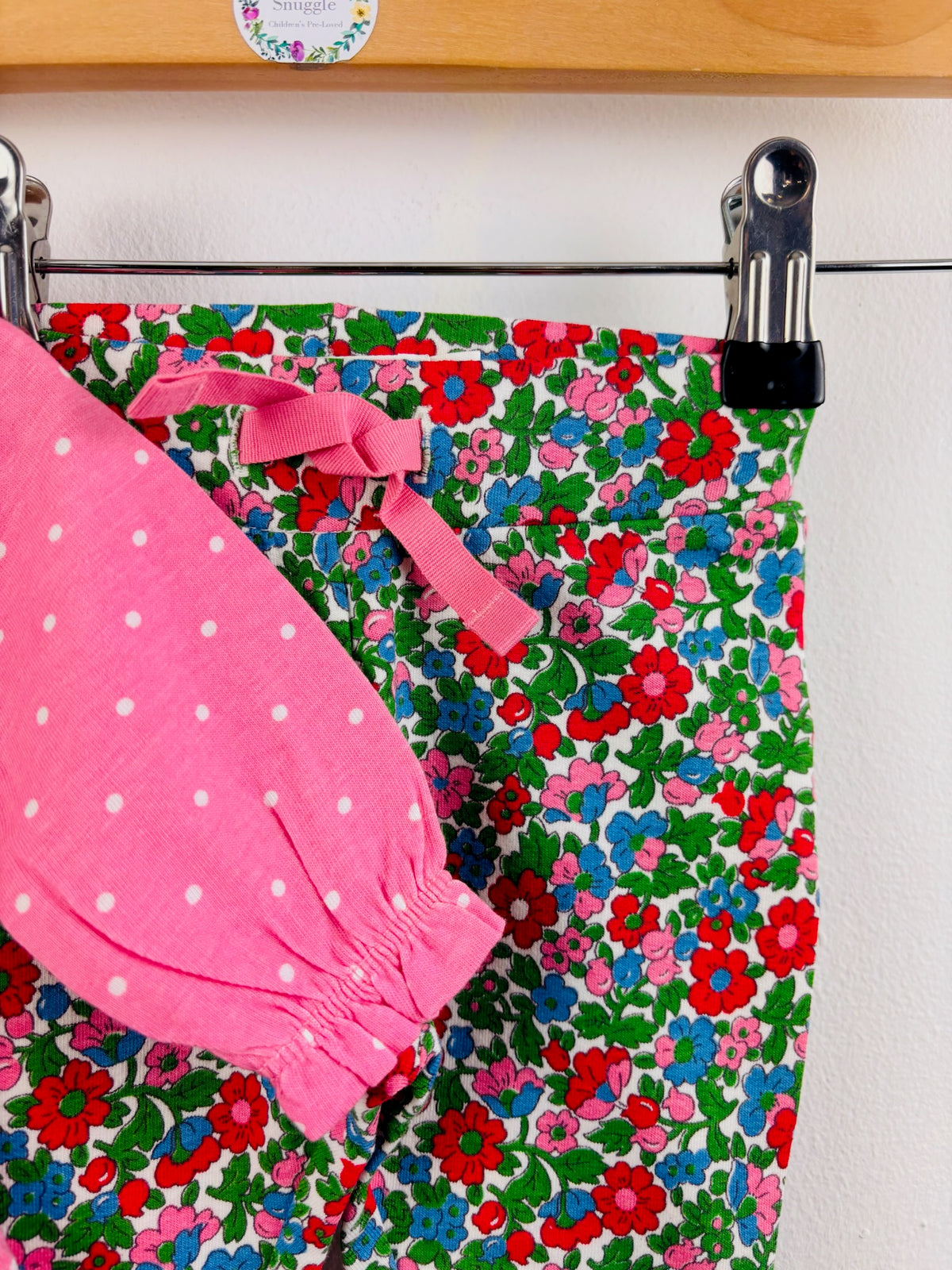 Boden Pink Santa Christmas Top & Floral Leggings Set 0-3 Months-Sets-Second Snuggle Preloved