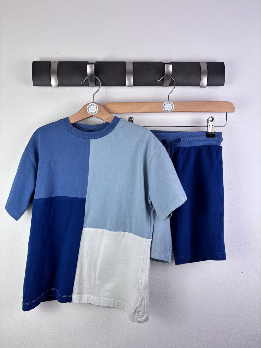 Next Blue Colour Block T-Shirt and Shorts Set 5-6 Years-Sets-Second Snuggle Preloved